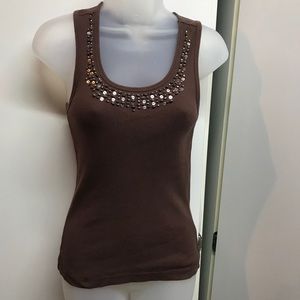 Next Era Couture,ribbed tank w/beaded scoop neck